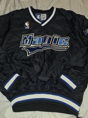 Vintage Orlando Magic Jacket Mens Med Black NBA Basketball Starter Pullover 90s